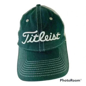 Titleist Baseball Hat Cap Adjustable Strap Green And White.